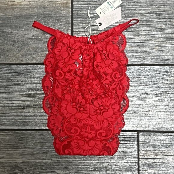 NWT Free People x WE ARE HAH Chase Me Down Panty Medium Siren Red Lace Panties - Picture 5 of 11